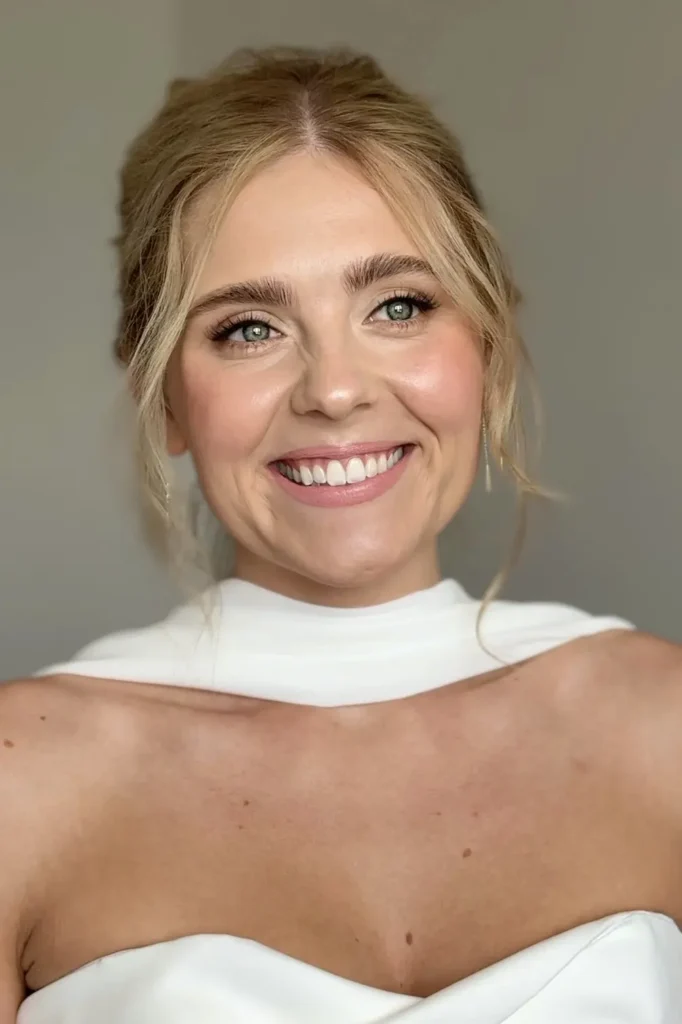 Happy bride Bailee with glowing skin and natural bridal makeup by Katarina Ramic during her Split wedding.
