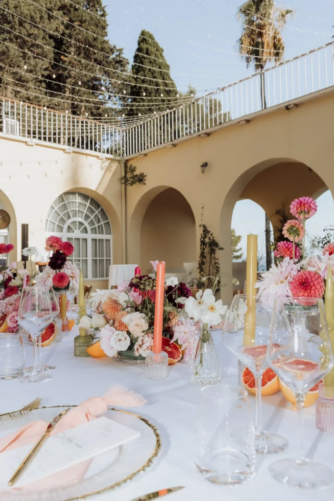 stacy zach villa dalmacija split wedding reception floral table setup 31
